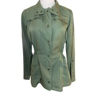 Ann Taylor LOFT‎ Army Green Military Style Jacket Size XS Cinch waist Utility